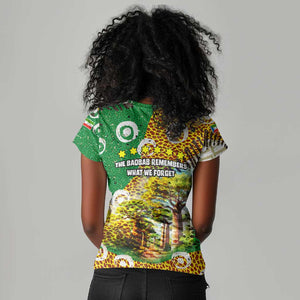 Equatorial Guinea Baobab Tree Women V-Neck T-Shirt - Tribal Patterns and Heritage Quote