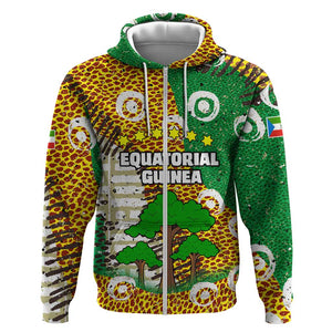 Equatorial Guinea Baobab Tree Zip Hoodie - Tribal Patterns and Heritage Quote