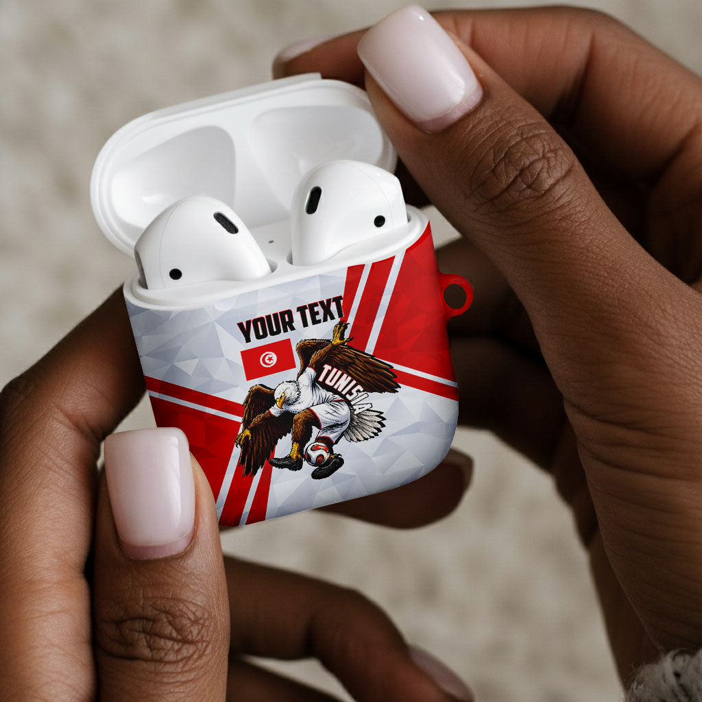 Personalized Tunisia Soccer AirPods Case Tunisia Flag Eagle Football Mascot