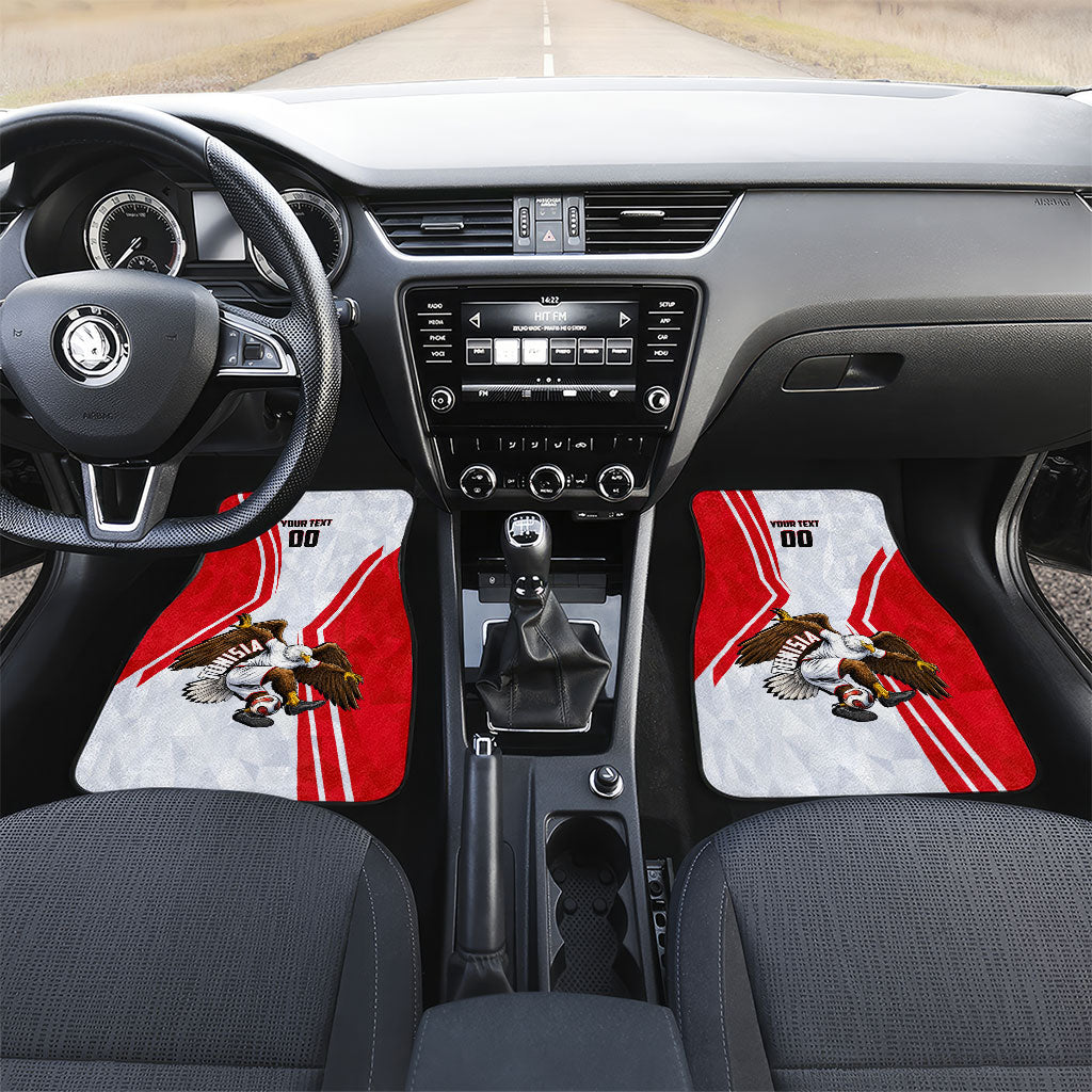 Personalized Tunisia Soccer Car Mats Tunisia Flag Eagle Football Mascot