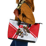 Personalized Tunisia Soccer Leather Tote Bag Tunisia Flag Eagle Football Mascot