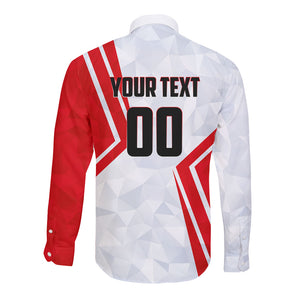Personalized Tunisia Soccer Long Sleeve Button Shirt Tunisia Flag Eagle Football Mascot