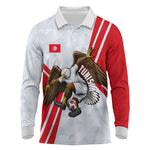 Personalized Tunisia Soccer Long Sleeve Polo Shirt Tunisia Flag Eagle Football Mascot