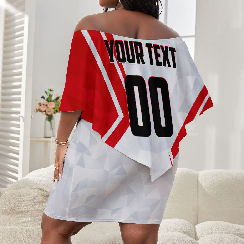 Personalized Tunisia Soccer Off Shoulder Short Dress Tunisia Flag Eagle Football Mascot