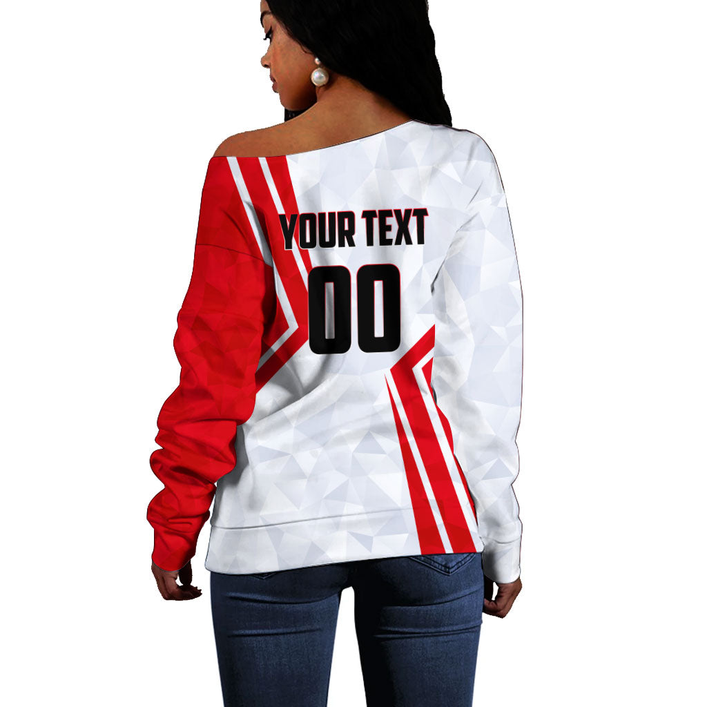 Personalized Tunisia Soccer Off Shoulder Sweater Tunisia Flag Eagle Football Mascot