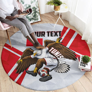 Personalized Tunisia Soccer Round Carpet Tunisia Flag Eagle Football Mascot