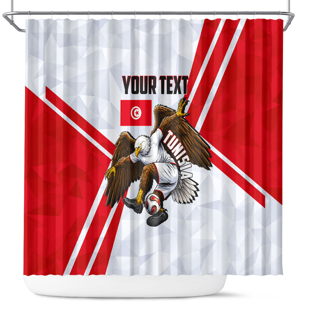 Personalized Tunisia Soccer Shower Curtain Tunisia Flag Eagle Football Mascot