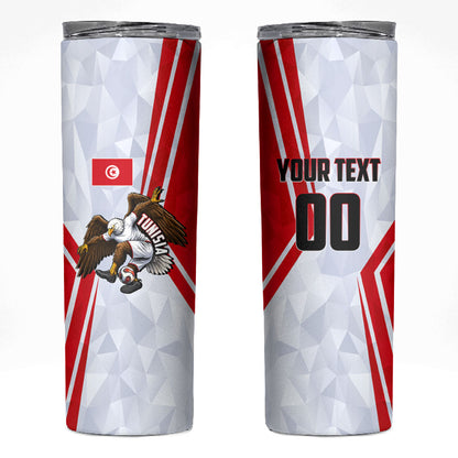 Personalized Tunisia Soccer Skinny Tumbler Tunisia Flag Eagle Football Mascot