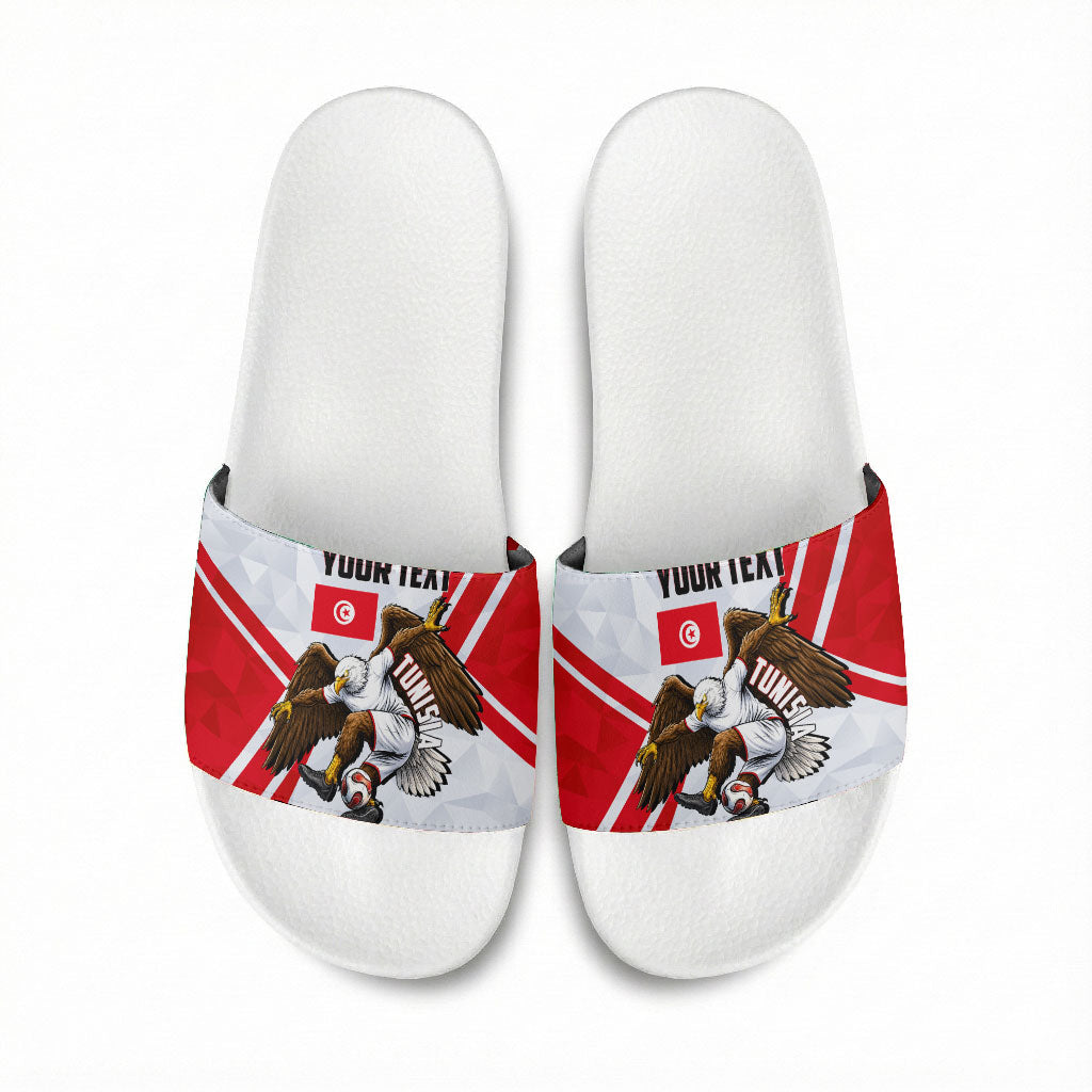 Personalized Tunisia Soccer Slide Sandals Tunisia Flag Eagle Football Mascot