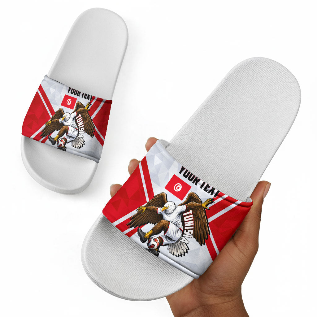 Personalized Tunisia Soccer Slide Sandals Tunisia Flag Eagle Football Mascot