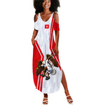 Personalized Tunisia Soccer Summer Maxi Dress Tunisia Flag Eagle Football Mascot