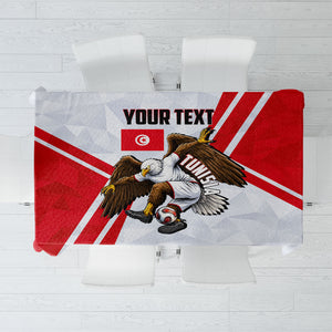 Personalized Tunisia Soccer Tablecloth Tunisia Flag Eagle Football Mascot