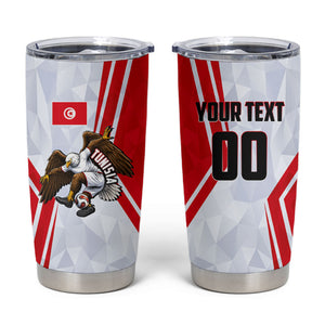 Personalized Tunisia Soccer Tumbler Cup Tunisia Flag Eagle Football Mascot