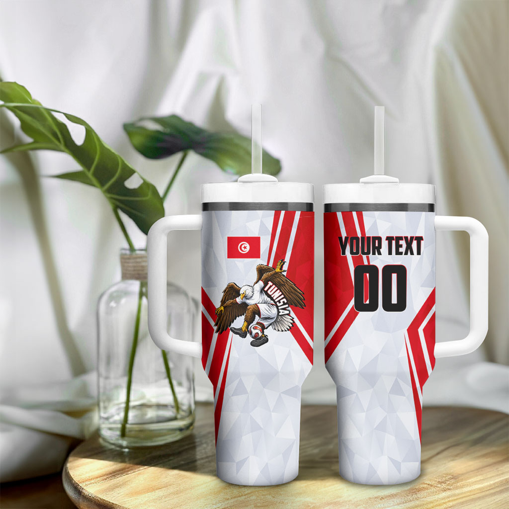 Personalized Tunisia Soccer Tumbler With Handle Tunisia Flag Eagle Football Mascot