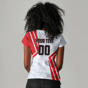Personalized Tunisia Soccer Women V-Neck T-Shirt Tunisia Flag Eagle Football Mascot