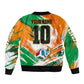 Personalized Ivory Coast Football Bomber Jacket Elephant Football Splatter Art