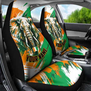 Personalized Ivory Coast Football Car Seat Cover Elephant Football Splatter Art