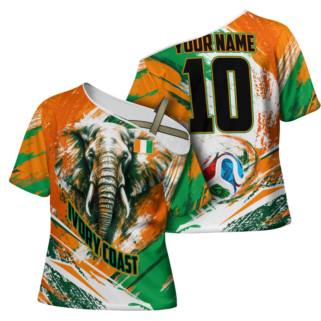 Personalized Ivory Coast Football Cross Shoulder Shirt Elephant Football Splatter Art