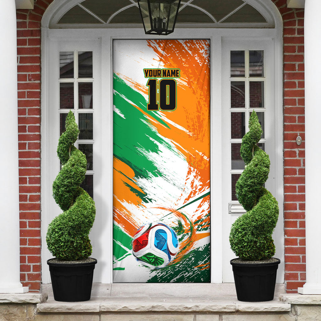 Personalized Ivory Coast Football Door Cover Elephant Football Splatter Art