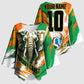Personalized Ivory Coast Football Kimono Sleeve Blouse Elephant Football Splatter Art