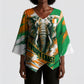 Personalized Ivory Coast Football Kimono Sleeve Blouse Elephant Football Splatter Art