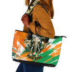 Personalized Ivory Coast Football Leather Tote Bag Elephant Football Splatter Art