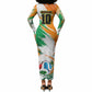 Personalized Ivory Coast Football Long Sleeve Bodycon Dress Elephant Football Splatter Art