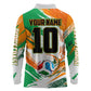 Personalized Ivory Coast Football Long Sleeve Polo Shirt Elephant Football Splatter Art