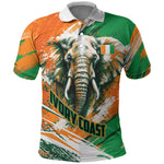 Personalized Ivory Coast Football Polo Shirt Elephant Football Splatter Art