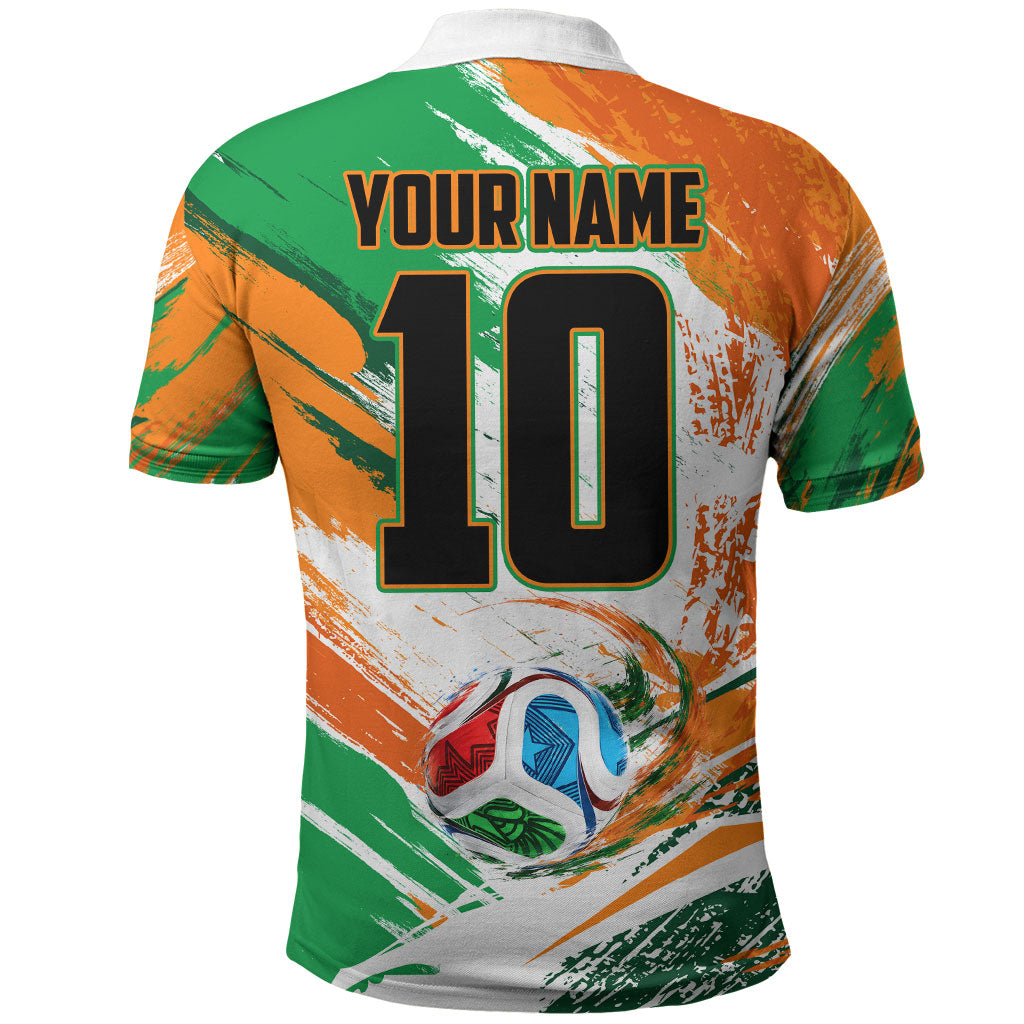 Personalized Ivory Coast Football Polo Shirt Elephant Football Splatter Art