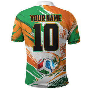 Personalized Ivory Coast Football Polo Shirt Elephant Football Splatter Art