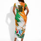 Personalized Ivory Coast Football Short Sleeve Bodycon Dress Elephant Football Splatter Art