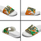 Personalized Ivory Coast Football Slide Sandals Elephant Football Splatter Art