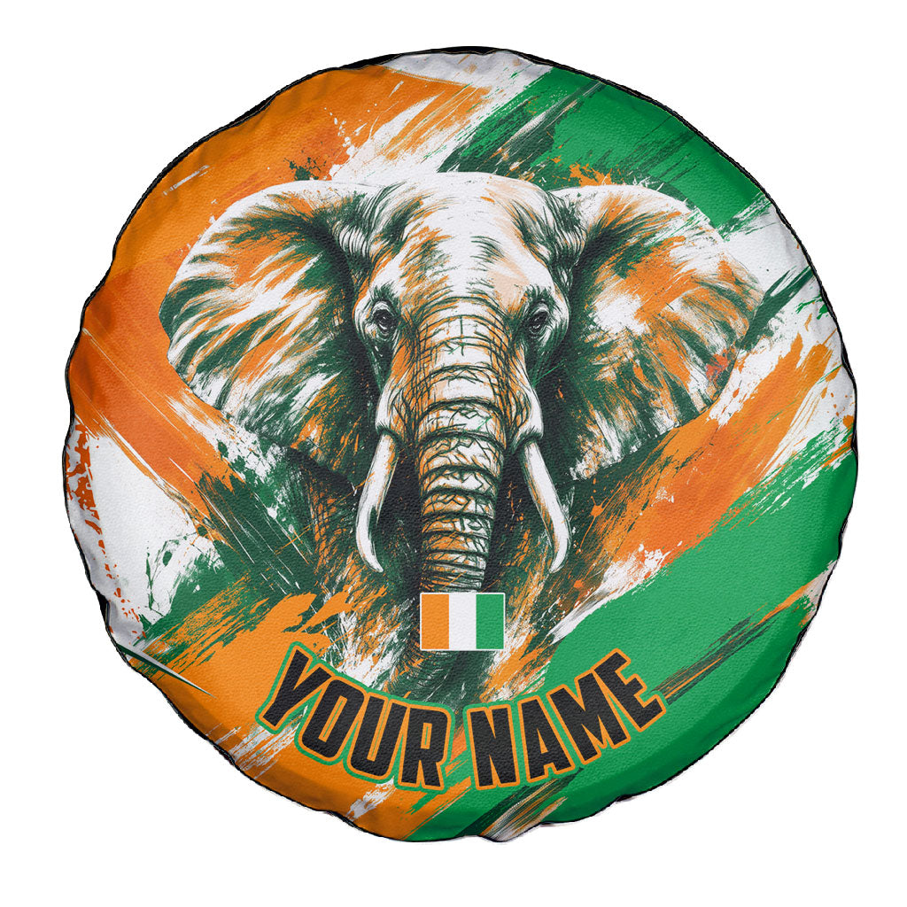 Personalized Ivory Coast Football Spare Tire Cover Elephant Football Splatter Art