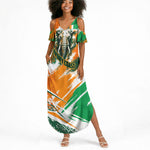 Personalized Ivory Coast Football Summer Maxi Dress Elephant Football Splatter Art