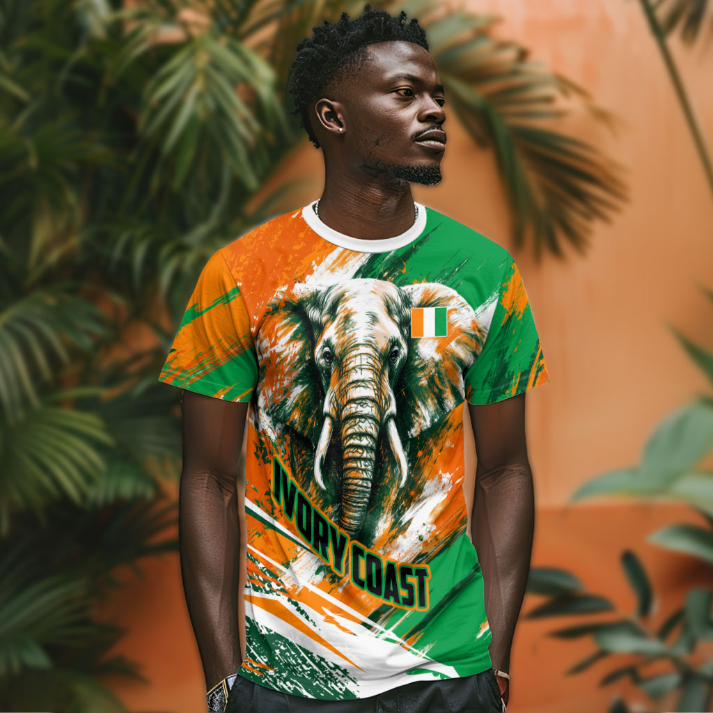 Personalized Ivory Coast Football T shirt Elephant Football Splatter Art