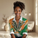 Personalized Ivory Coast Football Women Casual Shirt Elephant Football Splatter Art