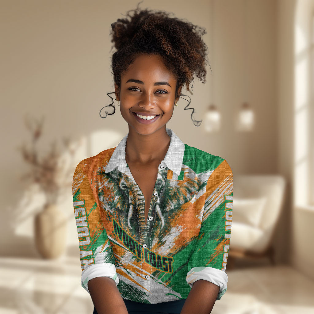 Personalized Ivory Coast Football Women Casual Shirt Elephant Football Splatter Art