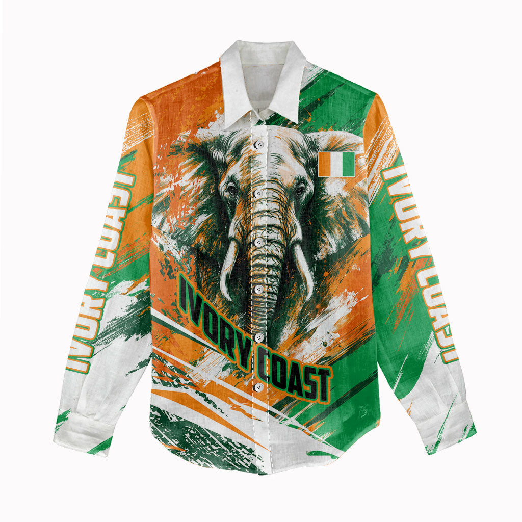 Personalized Ivory Coast Football Women Casual Shirt Elephant Football Splatter Art