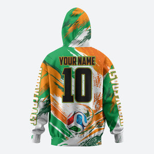 Personalized Ivory Coast Football Zip Hoodie Elephant Football Splatter Art