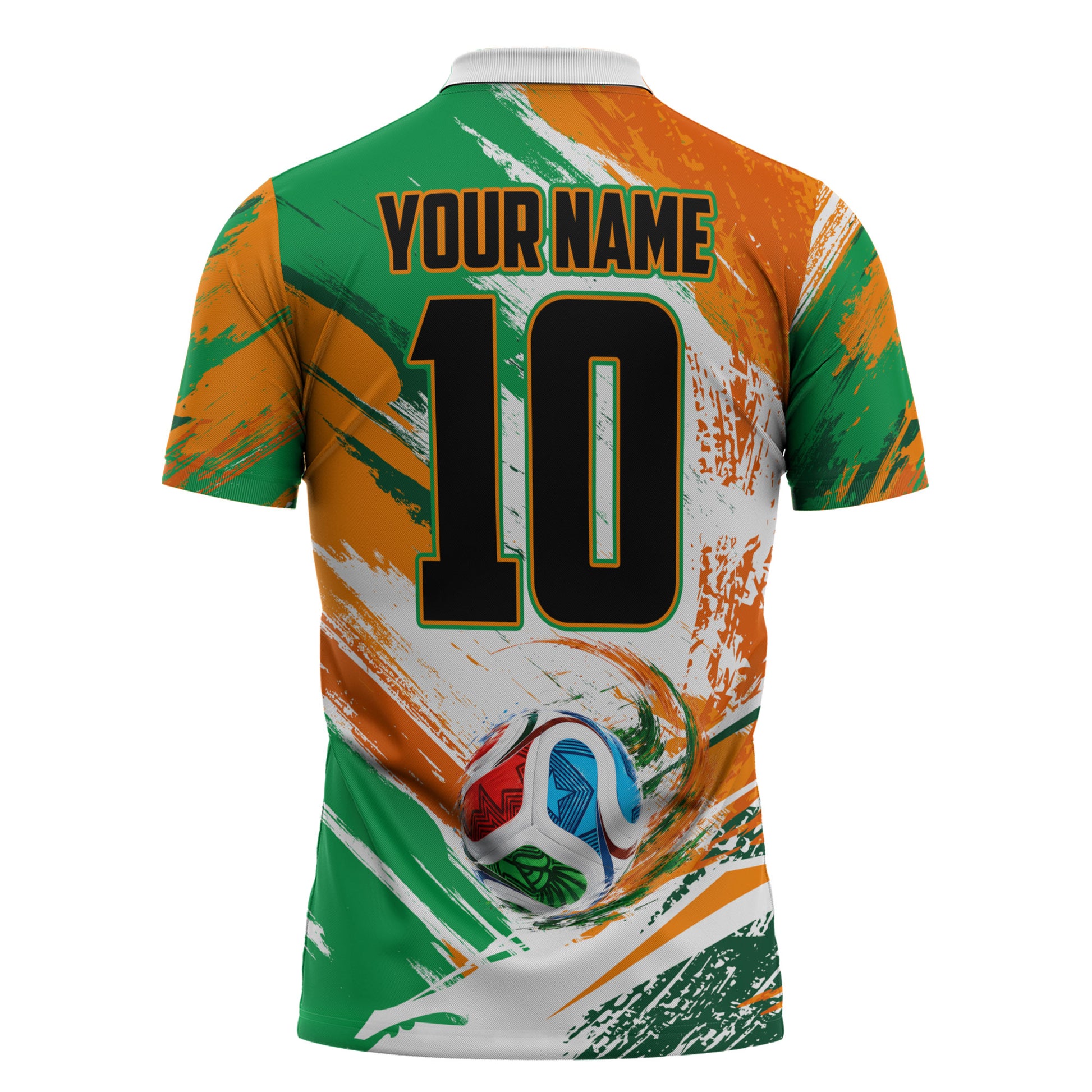 Personalized Ivory Coast Football Zipper Polo Shirt Elephant Football Splatter Art