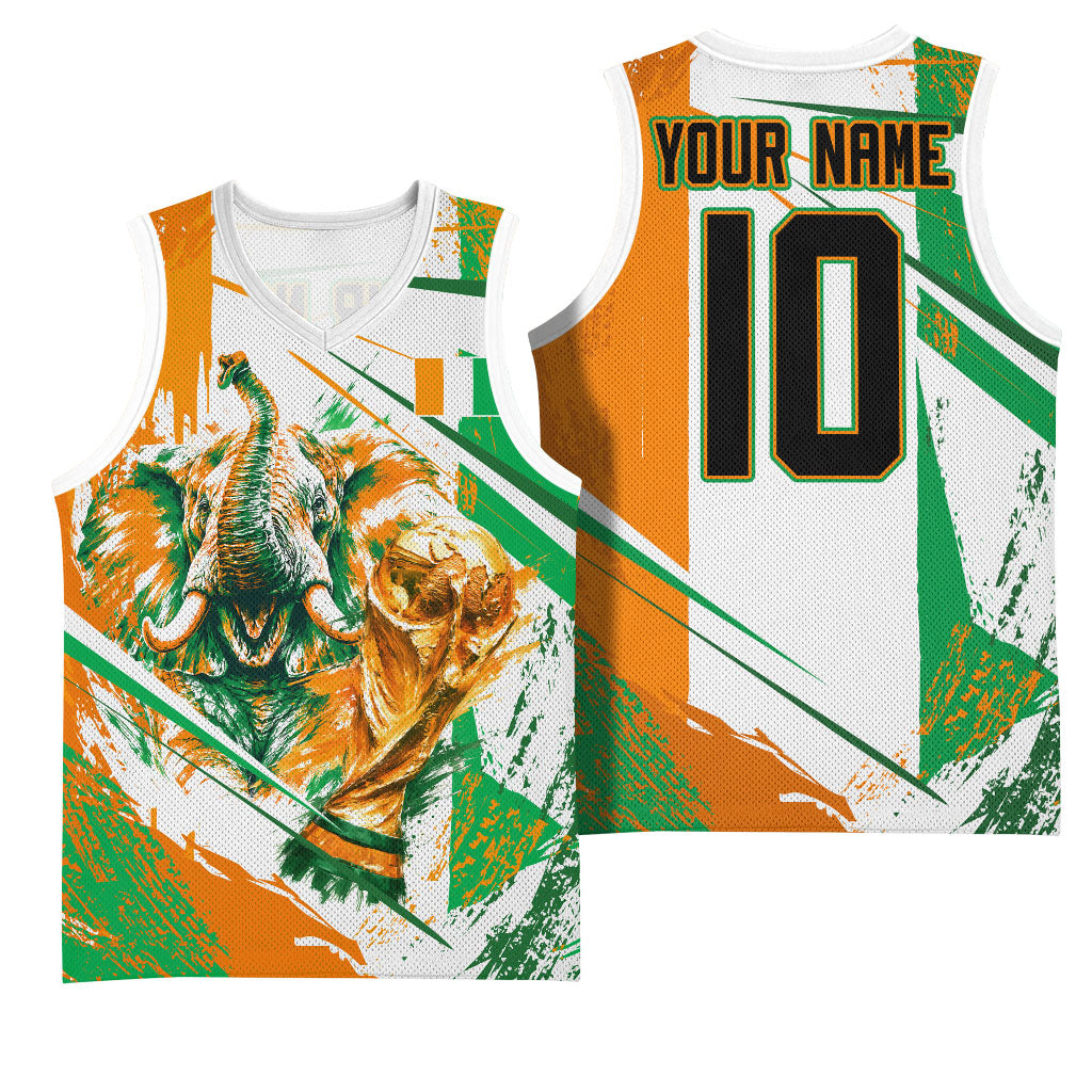 Personalized Ivory Coast Football Basketball Jersey African Elephant Trophy
