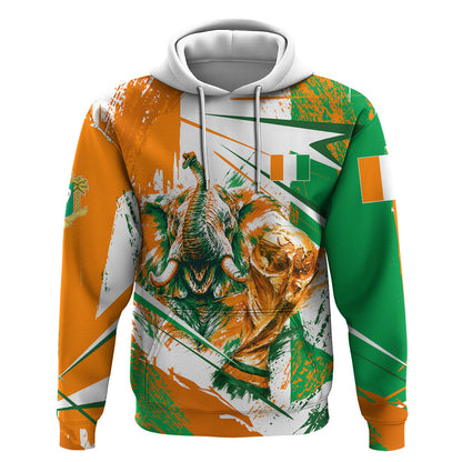 Personalized Ivory Coast Football Hoodie African Elephant Trophy