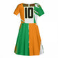 Personalized Ivory Coast Football Kid Short Sleeve Dress African Elephant Trophy