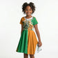 Personalized Ivory Coast Football Kid Short Sleeve Dress African Elephant Trophy