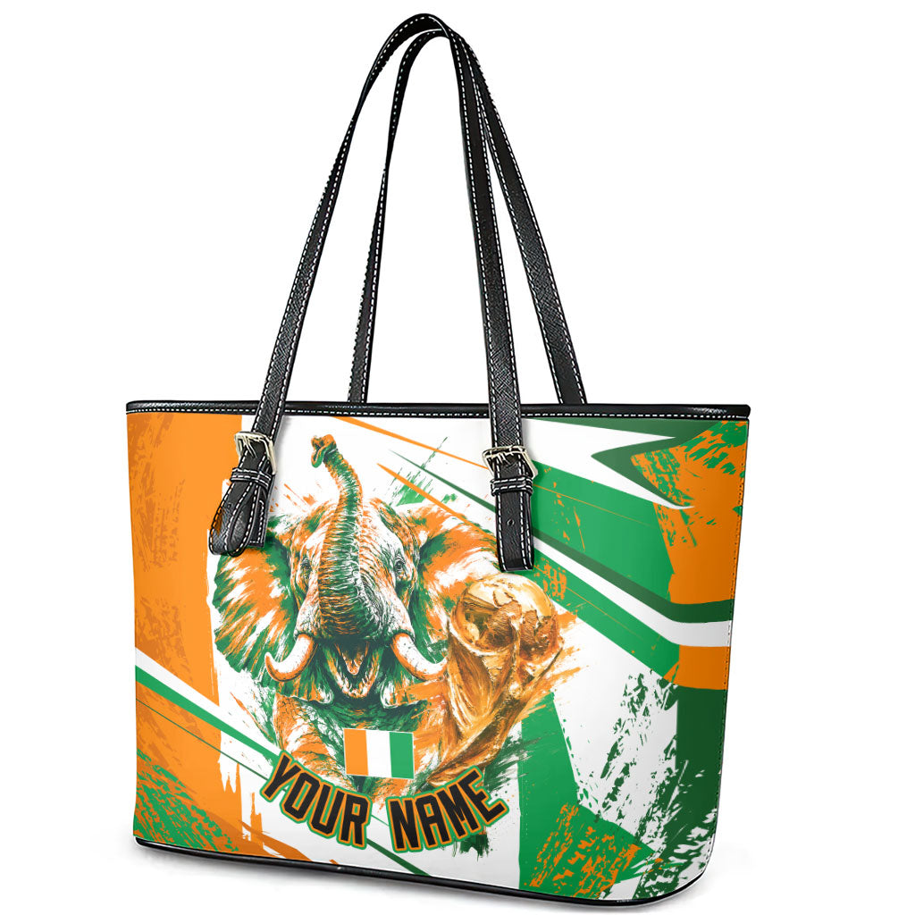 Personalized Ivory Coast Football Leather Tote Bag African Elephant Trophy