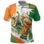 Personalized Ivory Coast Football Polo Shirt African Elephant Trophy