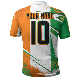 Personalized Ivory Coast Football Polo Shirt African Elephant Trophy