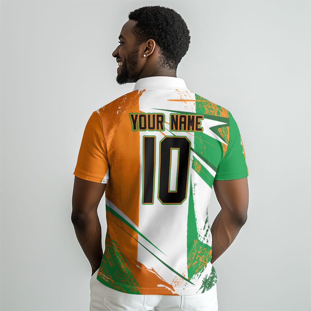 Personalized Ivory Coast Football Polo Shirt African Elephant Trophy