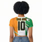 Personalized Ivory Coast Football Raglan Cropped T shirt African Elephant Trophy